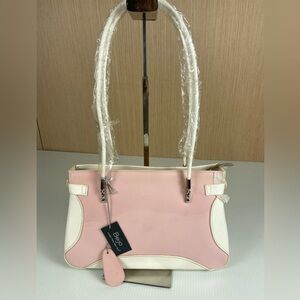 💐 Beijo Pink & Cream Shoulder Tote Bag Y2K Pastel Spring Purse